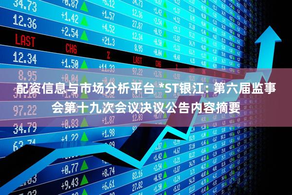 配资信息与市场分析平台 *ST银江: 第六届监事会第十九次会议决议公告内容摘要