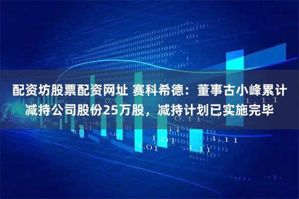 配资坊股票配资网址 赛科希德：董事古小峰累计减持公司股份25万股，减持计划已实施完毕